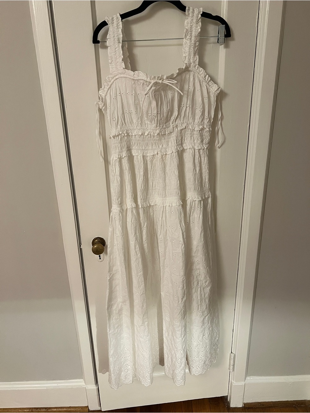 Doen x Gap - White Eyelet Maxi Sundress with Ruffled Straps